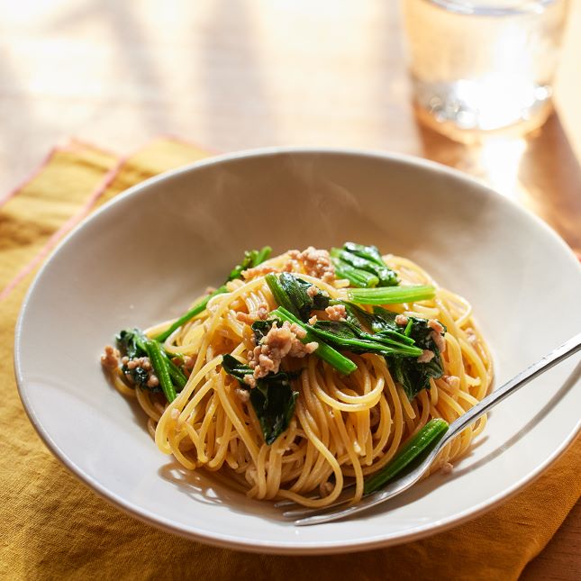 1日分の鉄分が摂れる!ほうれん草とひき肉の和風パスタの作り方・レシピ
