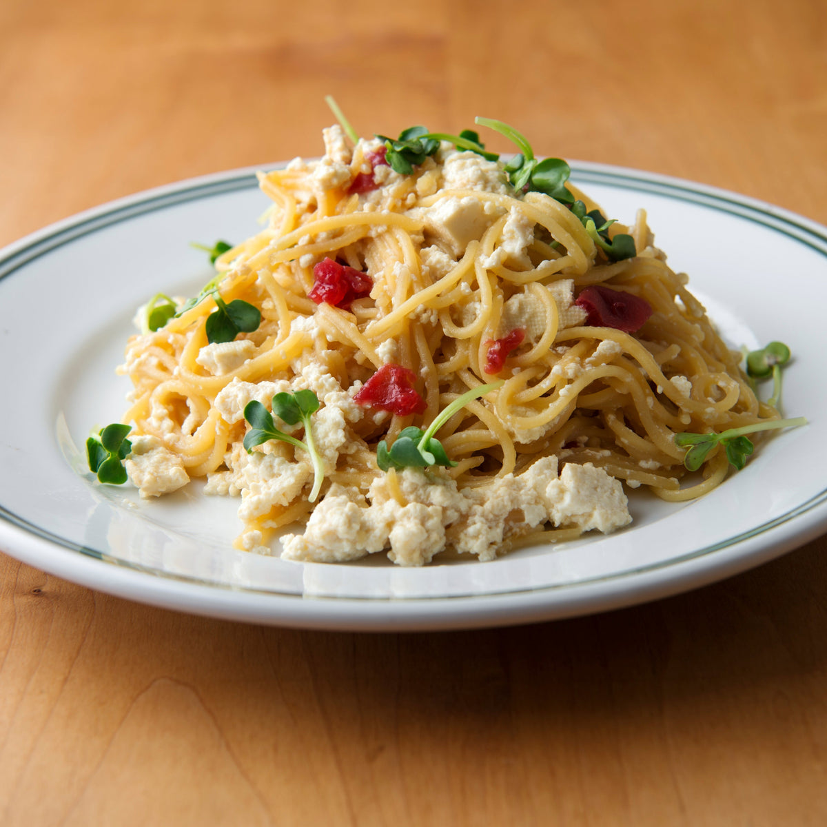 フライパンひとつで簡単!豆腐と梅肉の和風パスタの作り方・レシピ
