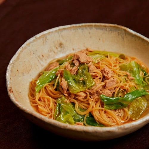 電子レンジでレタスとツナの和風スープパスタの作り方・レシピ