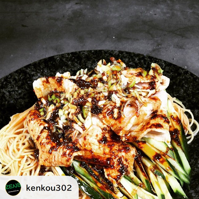 【＠kenkou302レシピ】冷製ヨダレ豚しゃぶZENB細麺の作り方・レシピ