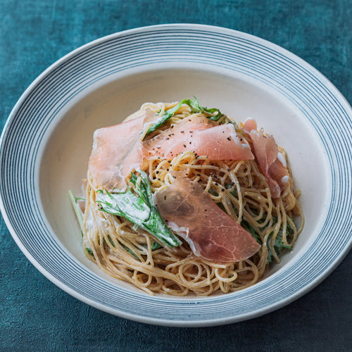 生ハムと水菜の冷製クリームパスタの作り方・レシピ