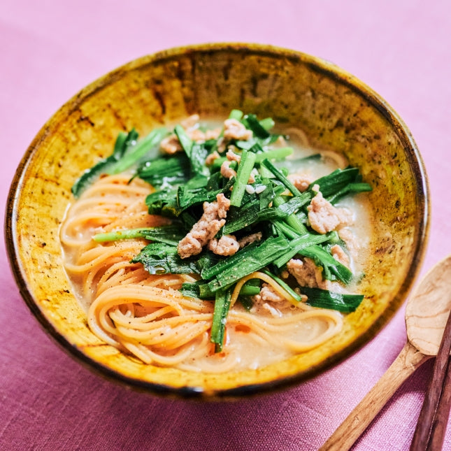 ワンパンでできる!豚ひき肉とニラの塩麻婆麺の作り方・レシピ ワンパンでできる!豚ひき肉とニラの塩麻婆麺の作り方・レシピ