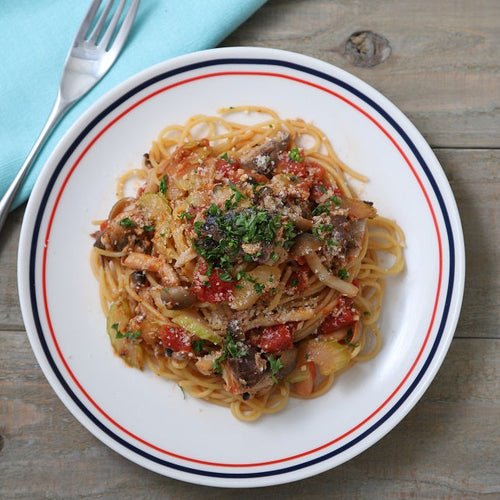 サバ缶トマトパスタの作り方・レシピ