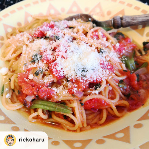 【riekoharu レシピ】電子レンジだけで簡単トマトソースパスタの作り方・レシピ