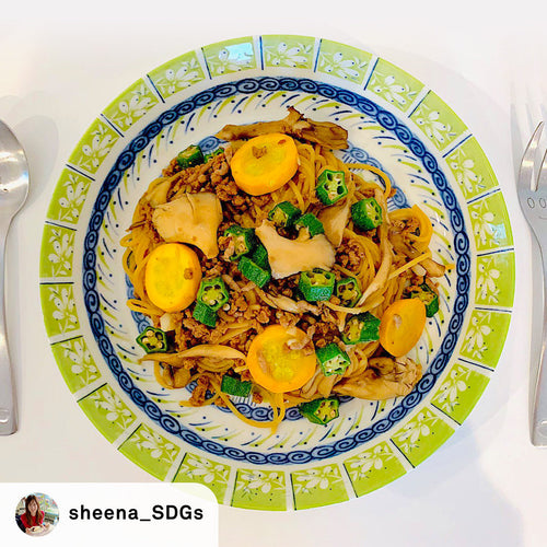 【sheena_SDGs レシピ】夏野菜と大豆ミートの和風パスタの作り方・レシピ