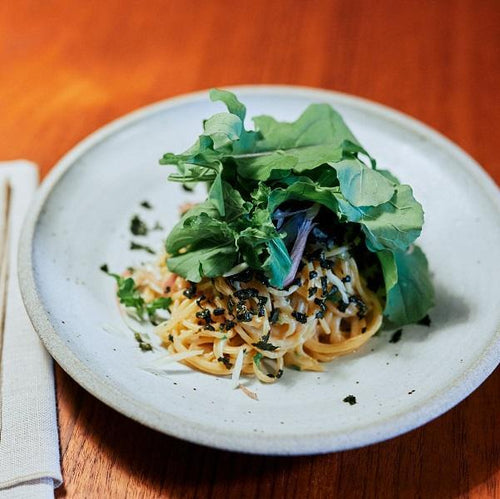 ルッコラと梅バターの明太子風パスタの作り方・レシピ