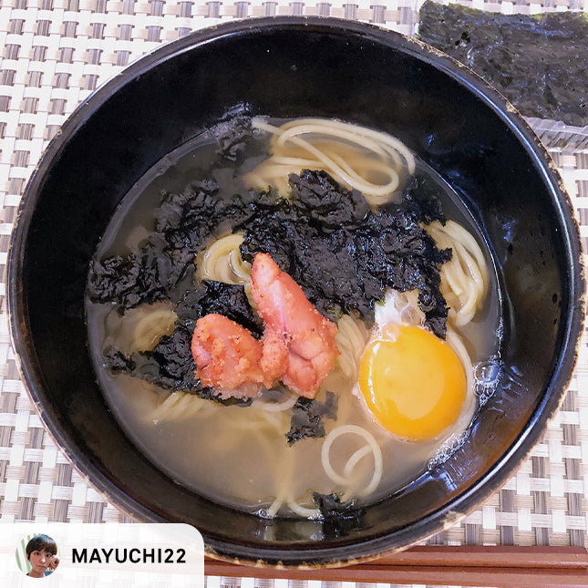 【mayuchi22 レシピ】だしと焼き明太子のぷちぷち食感も楽しい、日露韓三国同盟たまごかけヌードルの作り方・レシピ
