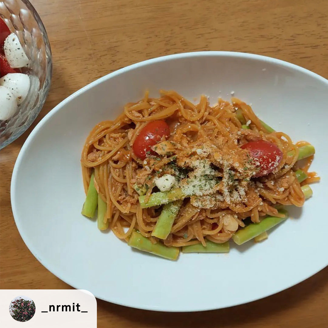 _nrmit_ レシピ】トマトとアスパラのワンパンパスタの作り方・レシピ