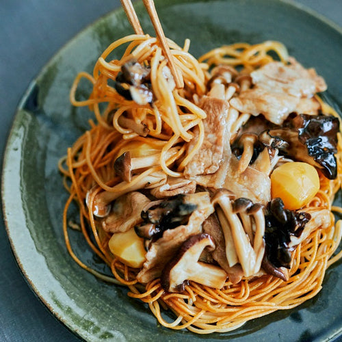 栗ときのこのオイスターあんかけ焼きそばの作り方・レシピ