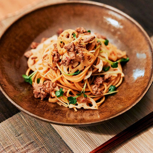 レンコンとひき肉のあえそばの作り方・レシピ