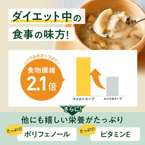 マメロニが入った 食べるきのこチャウダー / 低糖質スープ