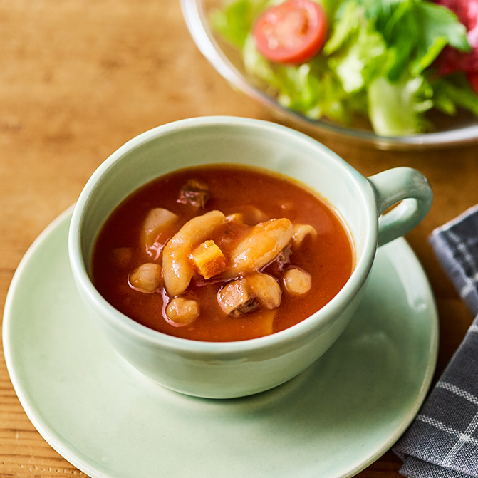 マメロニが入った 食べるミネストローネ / 低糖質スープ